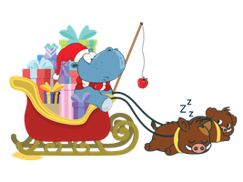 Roderick the hippo in the Hogfather's sleigh