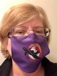 Purple mask on a person's face